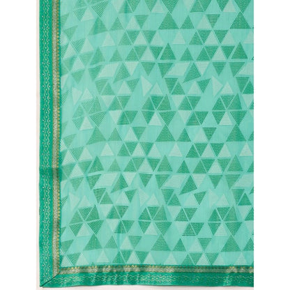 Generic Women's Zomto Printed Saree With Unstitched Blouse (Turquies Green, 5-6 Mtrs)