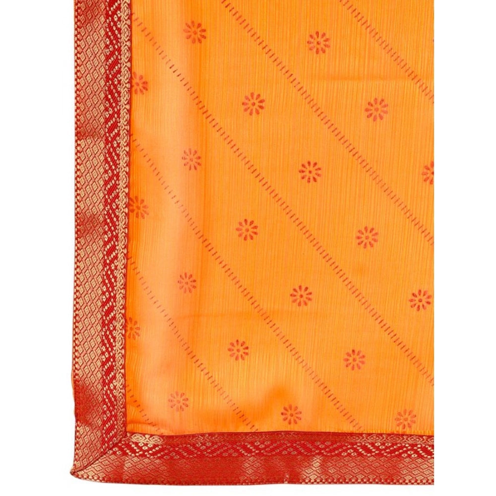 Generic Women's Zomto Bandhani Saree With Unstitched Blouse (Yellow, 5-6 Mtrs)