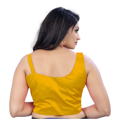 Generic Women's Satin Satin Readymade Blouse (Mustard, Size: Free Size)