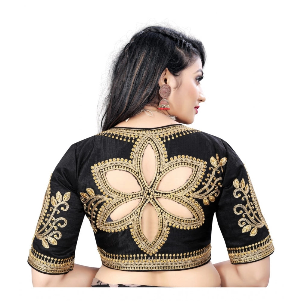 Generic Women's Phantom Embroidery Readymade Blouse (Black, Size: Free Size)