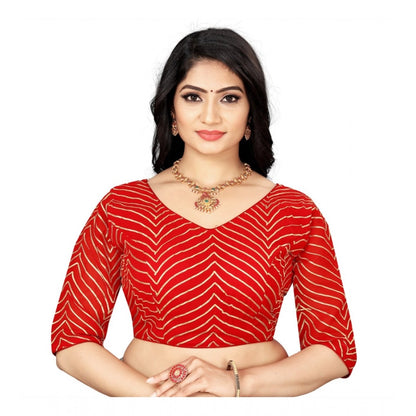 Generic Women's Georgette Embroidery Readymade Blouse (Red, Size: Free Size)