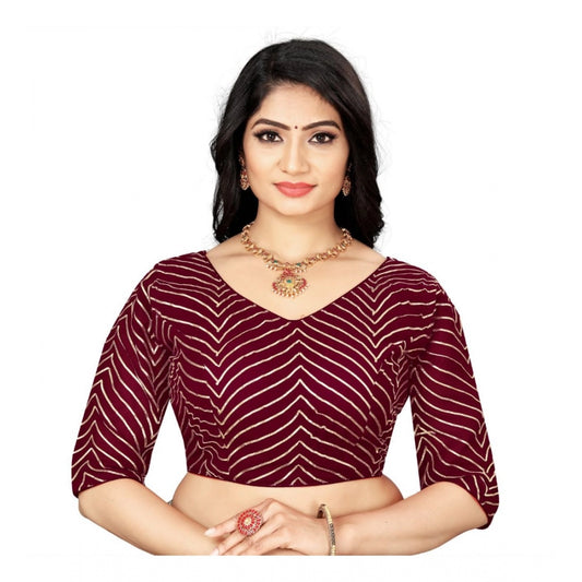 Generic Women's Georgette Embroidery Readymade Blouse (Maroon, Size: Free Size)