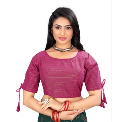 Generic Women's Cotton Thread Work Readymade Blouse (Barbie Pink, Size: Free Size)