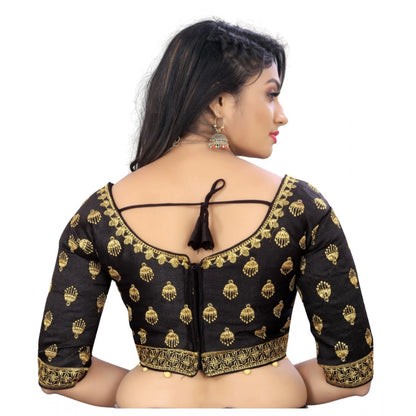 Generic Women's Phantom Embroidery Readymade Blouse (Black, Size: Free Size)