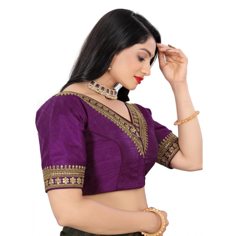 Generic Women's Banglory Embroidery Readymade Blouse (Magenta, Size: Free Size)