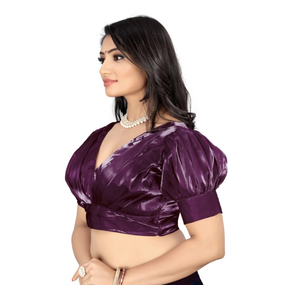 Generic Women's Organza Plain Readymade Blouse (Magenta, Size: Free Size)