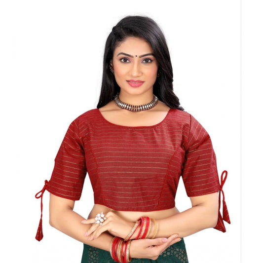 Generic Women's Cotton Thread Work Readymade Blouse (Red, Size: Free Size)