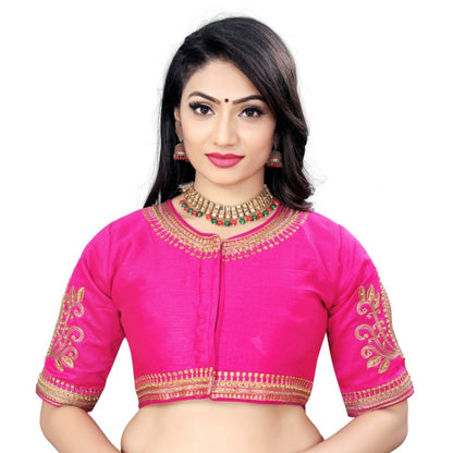 Generic Women's Phantom Embroidery Readymade Blouse (Pink, Size: Free Size)