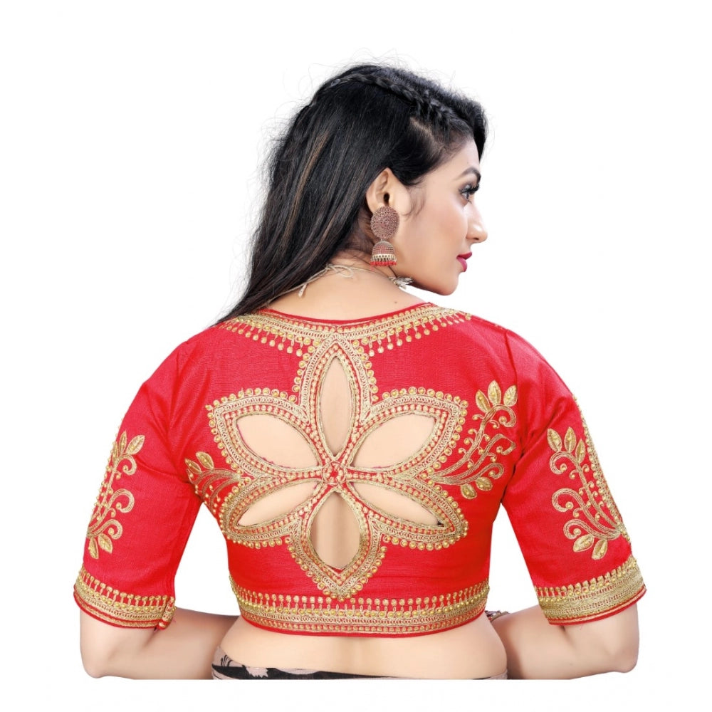 Generic Women's Phantom Embroidery Readymade Blouse (Red, Size: Free Size)