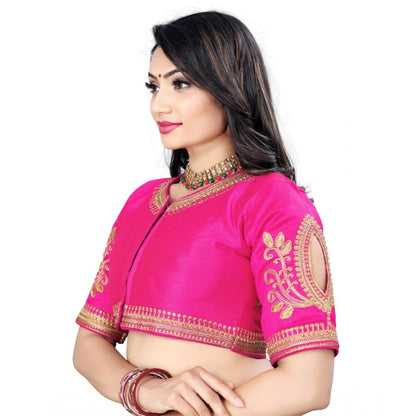 Generic Women's Phantom Embroidery Readymade Blouse (Pink, Size: Free Size)