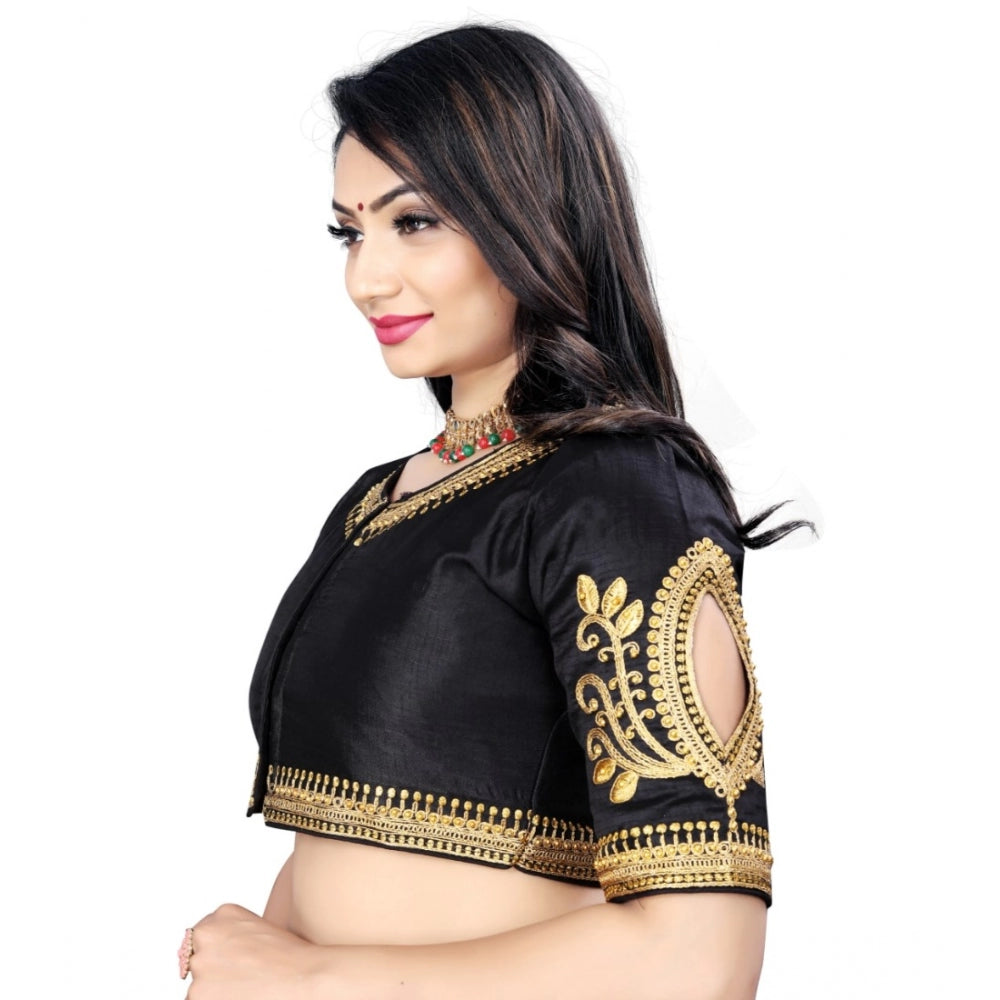 Generic Women's Phantom Embroidery Readymade Blouse (Black, Size: Free Size)