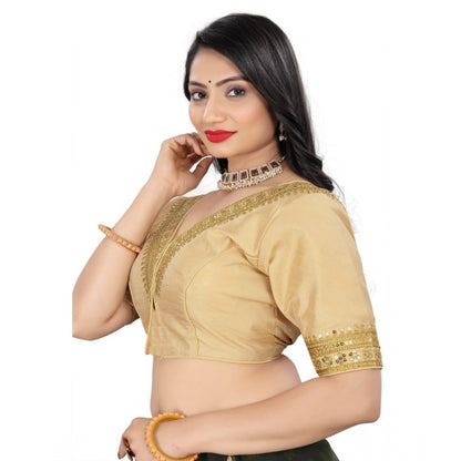 Generic Women's Banglory Embroidery Readymade Blouse (Beige, Size: Free Size)