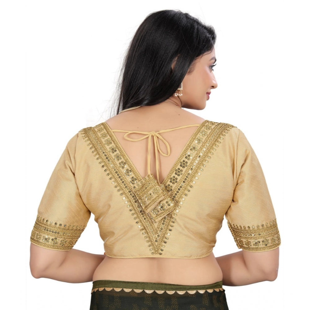 Generic Women's Banglory Embroidery Readymade Blouse (Beige, Size: Free Size)