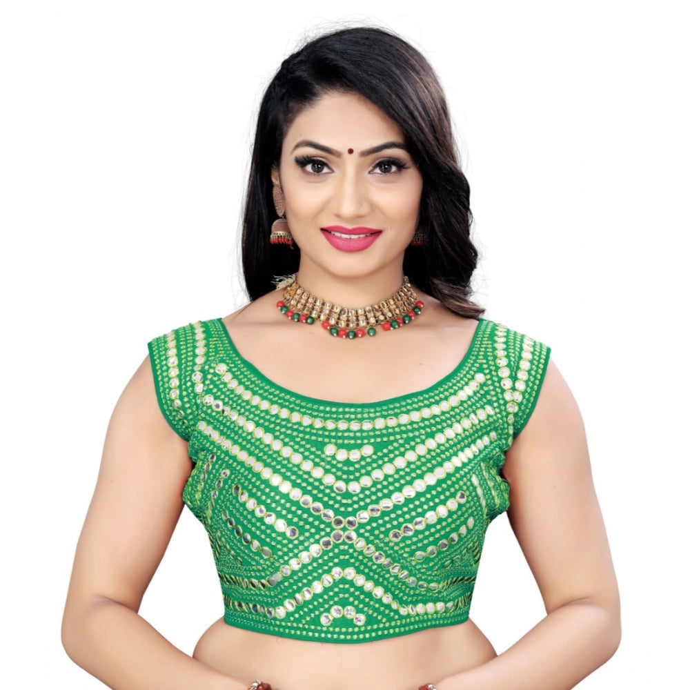 Generic Women's Phantom Embroidery Readymade Blouse (Green, Size: Free Size)