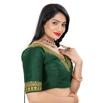 Generic Women's Banglory Embroidery Readymade Blouse (Green, Size: Free Size)