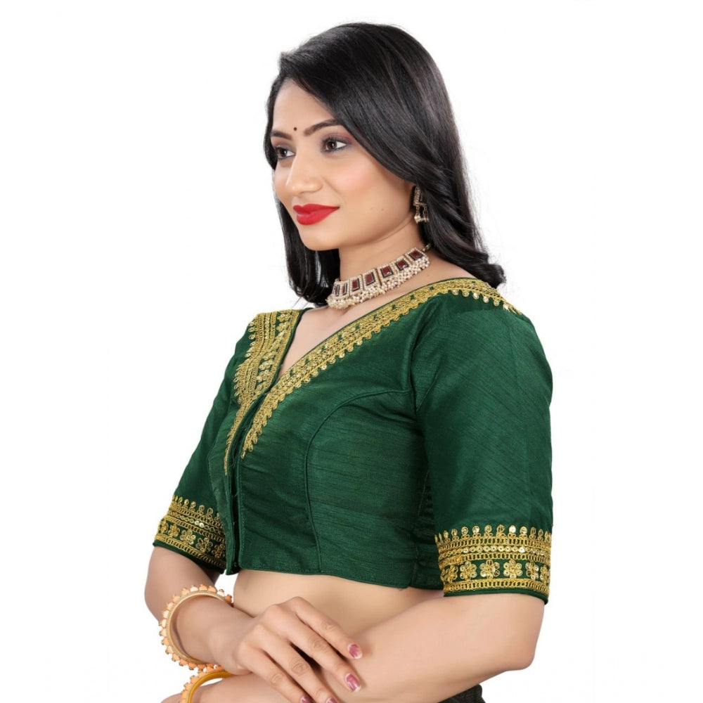 Generic Women's Banglory Embroidery Readymade Blouse (Green, Size: Free Size)