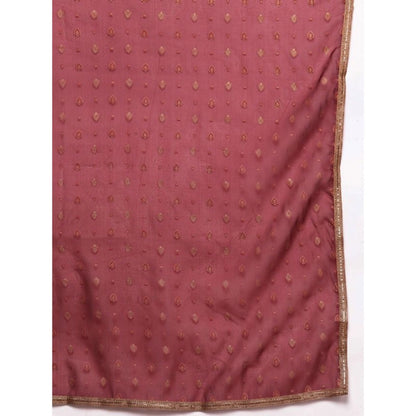 Generic Women's Casual Sleeveless Ethnic Motifs Crepe Kurti Sharara And Dupatta Set (Maroon)