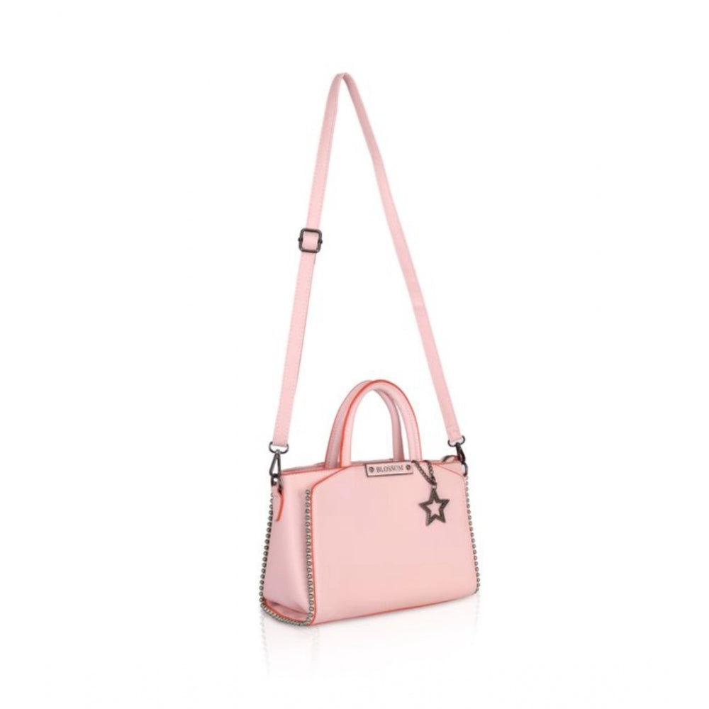 Generic Women's Faux Leather Metal Beads Handbag (Pink)