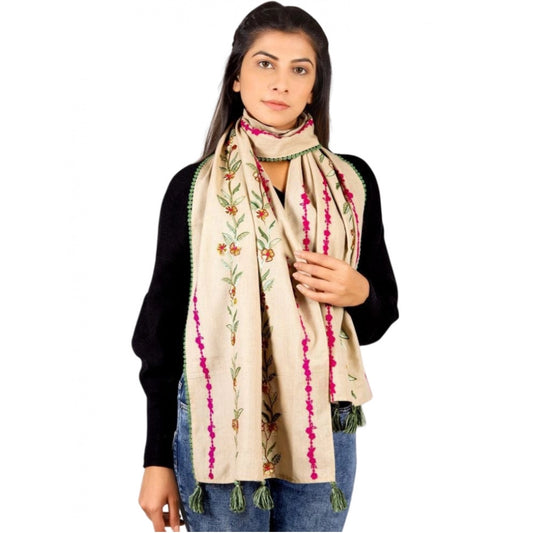 Generic Women's Cotton Opaque Stole (Beige, Length: 1.5 to 2 Mtr)