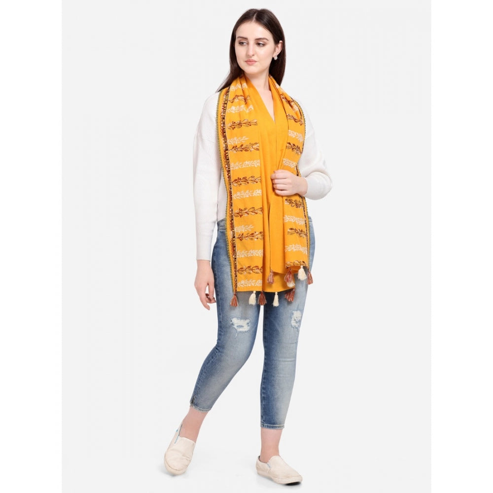 Generic Women's Cotton Opaque Stole (Yellow, Length: 1.5 to 2 Mtr)