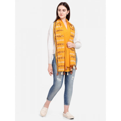 Generic Women's Cotton Opaque Stole (Yellow, Length: 1.5 to 2 Mtr)