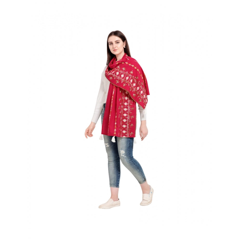 Generic Women's Cotton Opaque Stole (Red, Length: 1.5 to 2 Mtr)