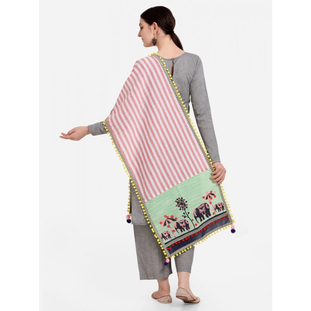 Generic Women's Cotton Embroidered Dupatta (Off White, Length: 1.5 to 2 Mtr)