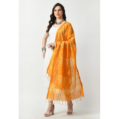 Generic Women's Cotton Printed Dupatta (Yellow, Length: Free Size)