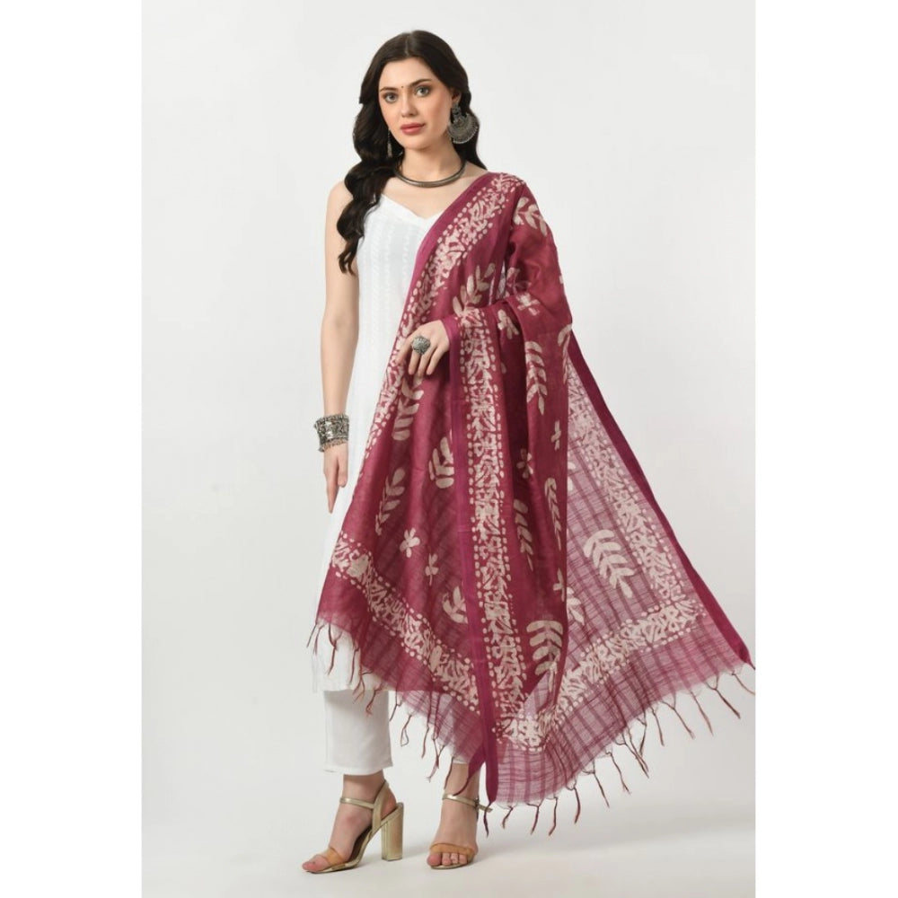 Generic Women's Cotton Printed Dupatta (Levender, Length: Free Size)