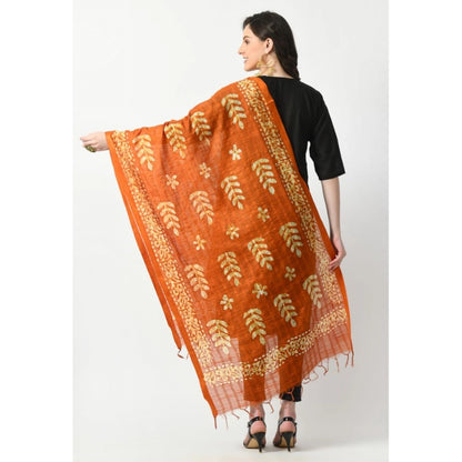 Generic Women's Cotton Printed Dupatta (Mustard, Length: Free Size)