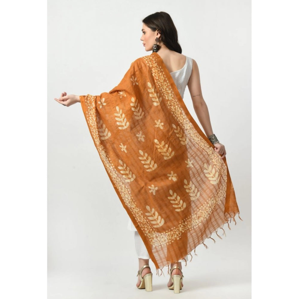 Generic Women's Cotton Printed Dupatta (Rust, Length: Free Size)