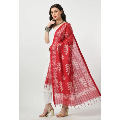 Generic Women's Cotton Printed Dupatta (Rani, Length: Free Size)