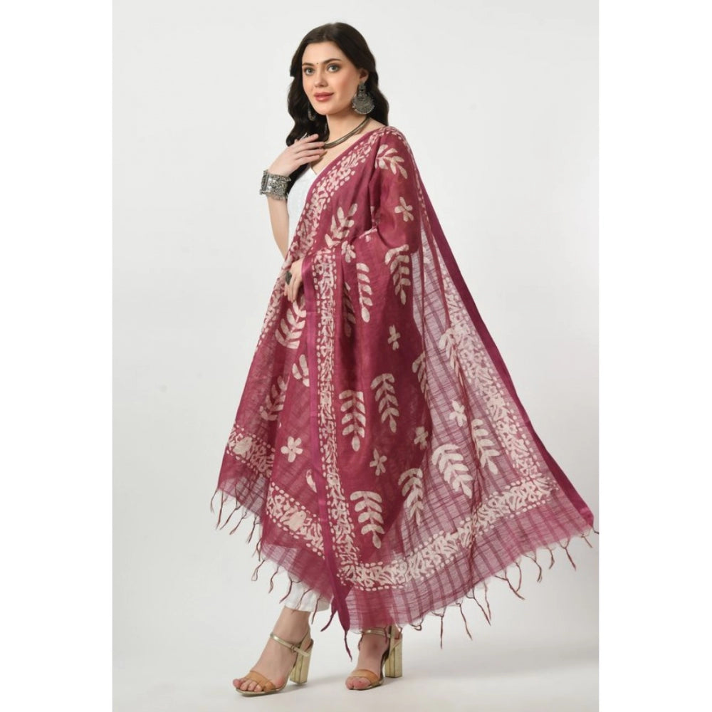 Generic Women's Cotton Printed Dupatta (Levender, Length: Free Size)