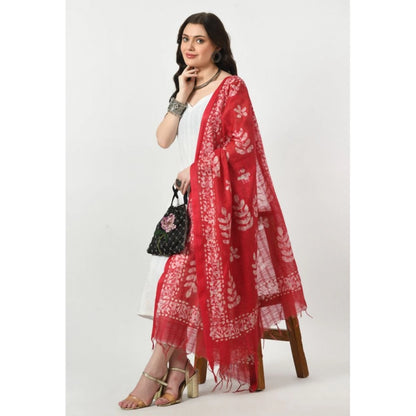 Generic Women's Cotton Printed Dupatta (Rani, Length: Free Size)