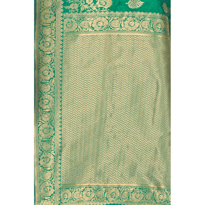 Generic Women's Banarasi Silk Designer Weaving Saree With Unstitched Blouse (Green, 5.50 Mtrs)