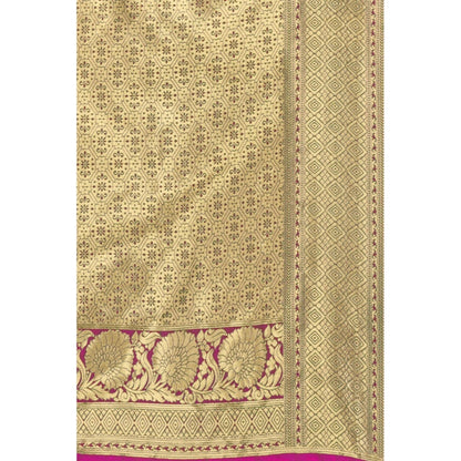 Generic Women's Banarasi Silk Designer Weaving Saree With Unstitched Blouse (Pink, 5.50 Mtrs)