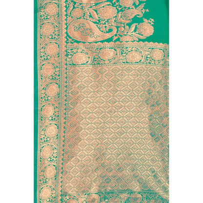 Generic Women's Banarasi Silk Designer Weaving Saree With Unstitched Blouse (Green, 5.50 Mtrs)