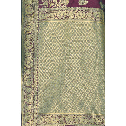 Generic Women's Banarasi Silk Designer Weaving Saree With Unstitched Blouse (Purple, 5.50 Mtrs)