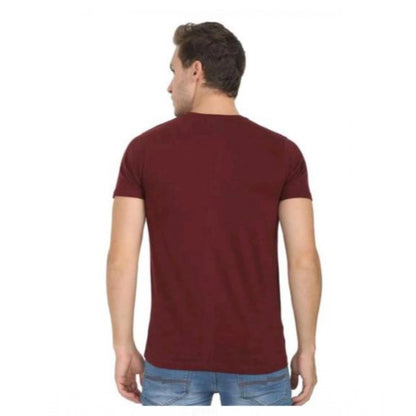 Generic Men's Casual Short Sleeves Cotton Round Neck T-shirt (Maroon)