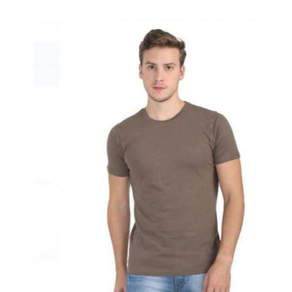 Generic Men's Casual Short Sleeves Cotton Round Neck T-shirt (Khaki)