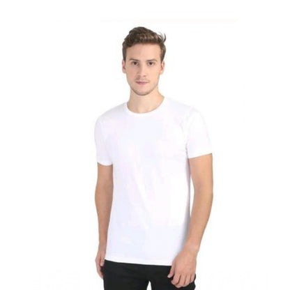 Generic Men's Casual Short Sleeves Cotton Round Neck T-shirt (White)