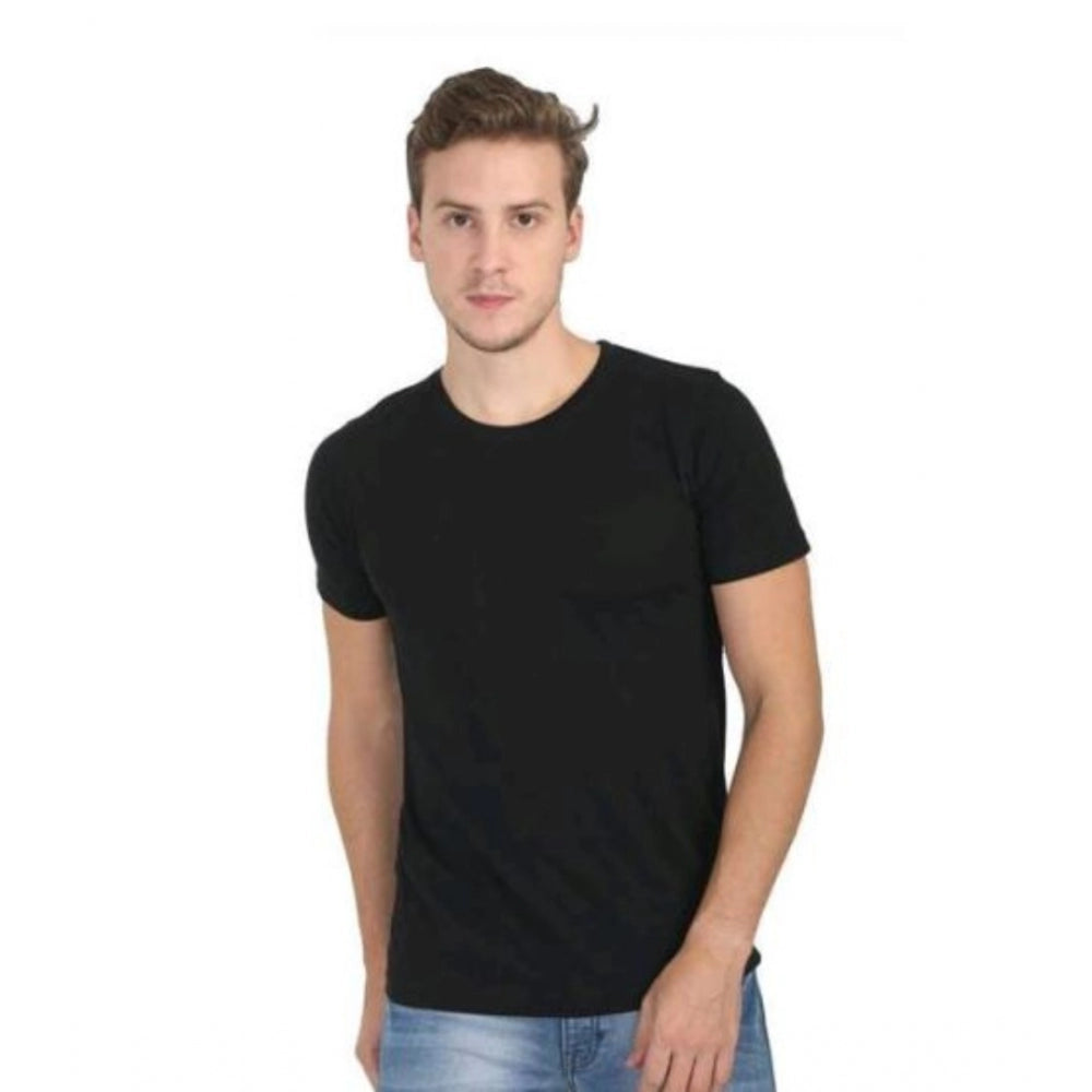 Generic Men's Casual Short Sleeves Cotton Round Neck T-shirt (Black)