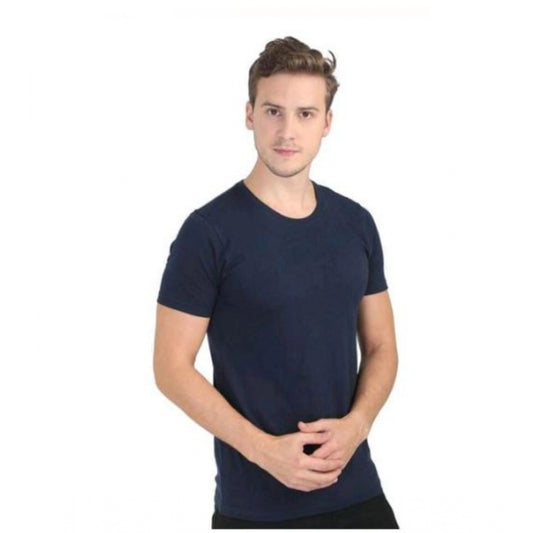 Generic Men's Casual Short Sleeves Cotton Round Neck T-shirt (Black)