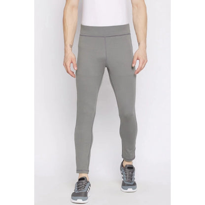 Generic Men's Solid Polyester Tights (Grey)