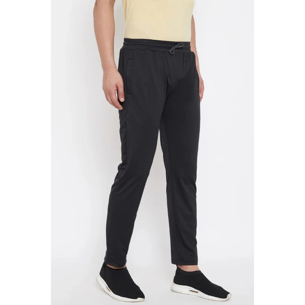 Generic Men's Solid Polyester Regular Track Pant (Black)