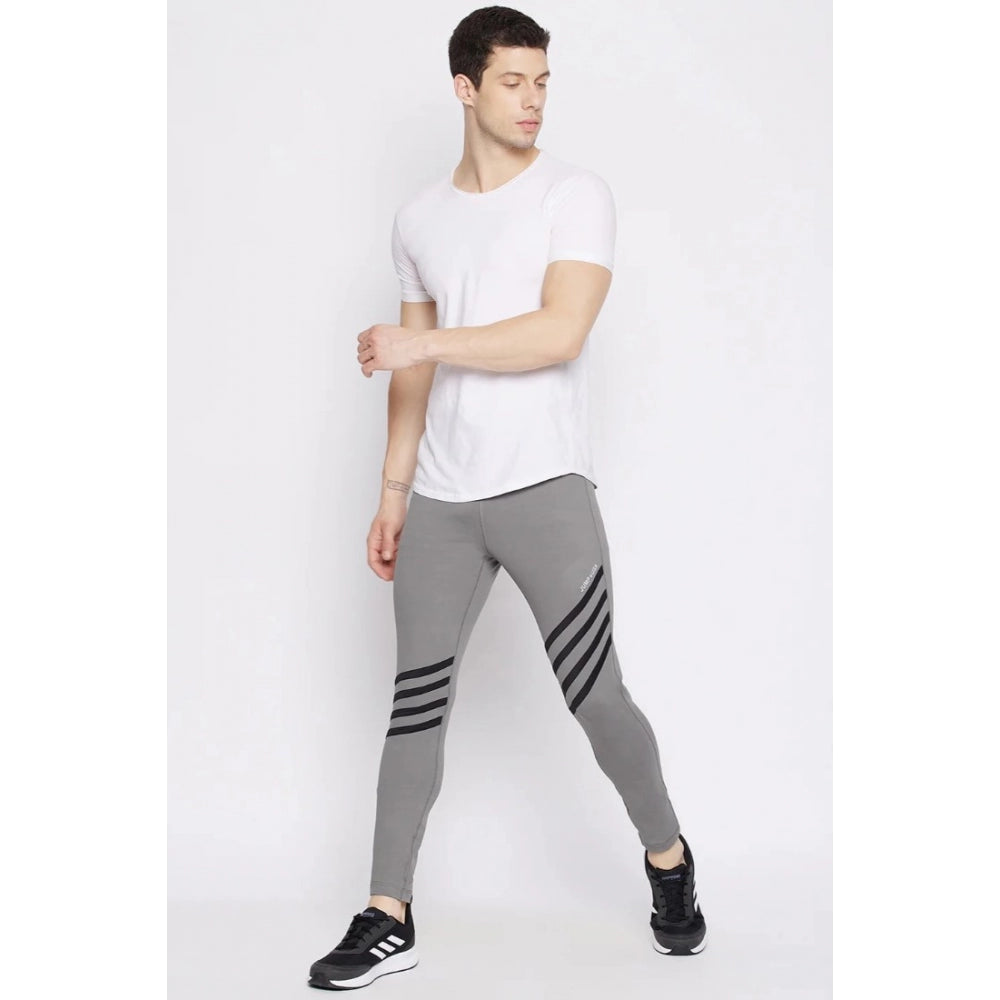 Generic Men's Striped Polyester Tights (Grey)