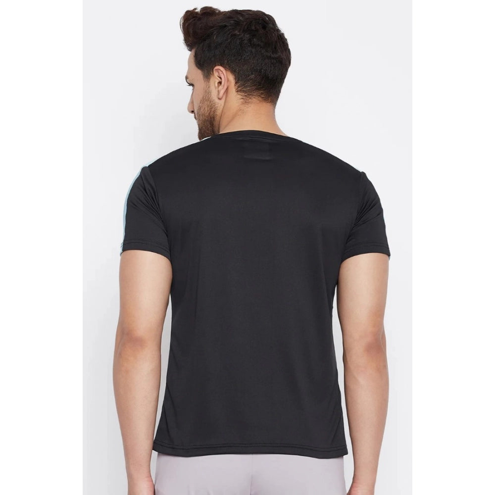 Generic Men's Solid Polyester Short Sleeves T.Shirt (Black)