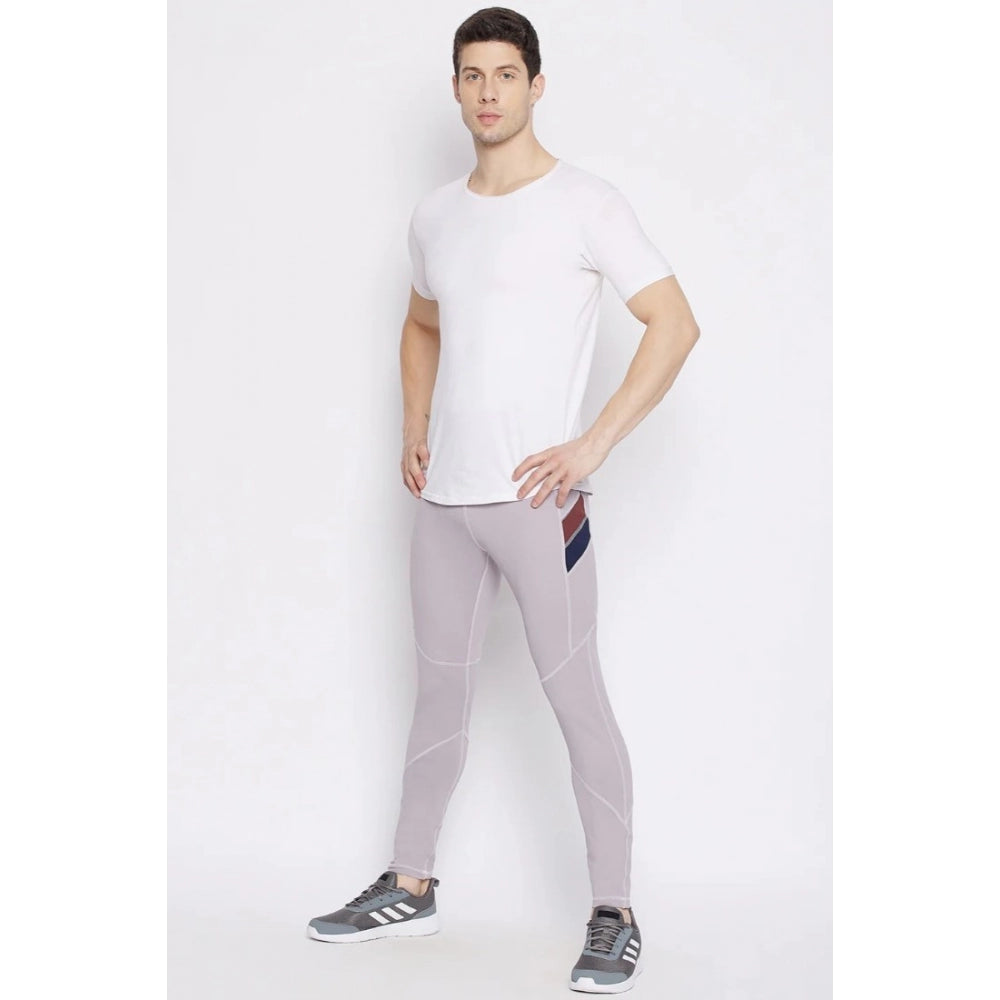 Generic Men's Solid Polyester Tights (Grey)