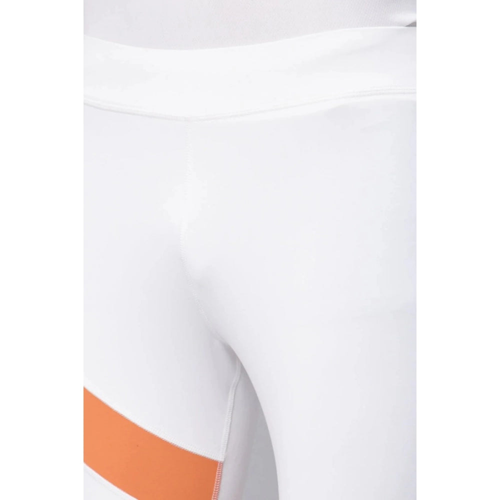 Generic Men's Striped Polyester Tights (White Orange)