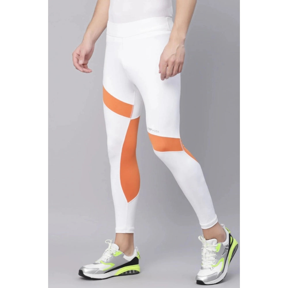 Generic Men's Striped Polyester Tights (White Orange)